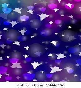 Dark Pink, Blue vector backdrop with circles, stars. Glitter abstract illustration with colorful drops, stars. Design for wallpaper, fabric makers.