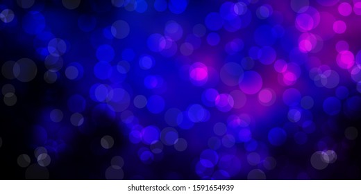 Dark Pink, Blue vector backdrop with dots. Abstract decorative design in gradient style with bubbles. Pattern for websites.
