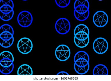 Dark Pink, Blue vector backdrop with mystery symbols. Retro design in abstract style with witchcraft forms. Best design halloween events.