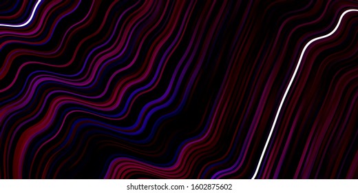 Dark Pink, Blue vector backdrop with bent lines. Gradient illustration in simple style with bows. Template for cellphones.