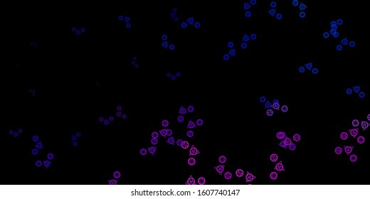 Dark Pink, Blue vector backdrop with mystery symbols. Colorful mystic symbols with a gradient in ancient style. Simple design for occult depiction.