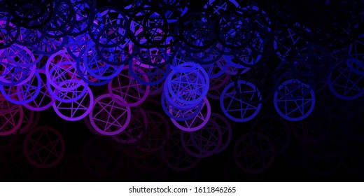 Dark Pink, Blue vector backdrop with mystery symbols. Colorful mystic symbols with a gradient in ancient style. Background for esoteric, mystic designs.