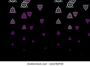 Dark Pink, Blue vector backdrop with mystery symbols. Retro design in abstract style with witchcraft forms. Design for magic, spiritual events.