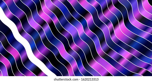 Dark Pink, Blue vector backdrop with circular arc. Colorful illustration in abstract style with bent lines. Template for cellphones.