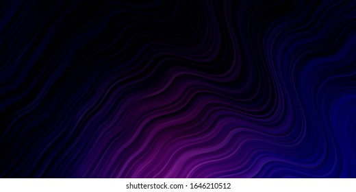 Dark Pink, Blue vector backdrop with bent lines. Colorful abstract illustration with gradient curves. Best design for your ad, poster, banner.