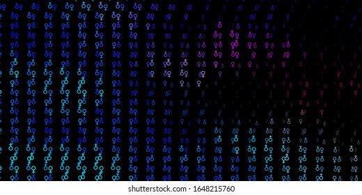 Dark Pink, Blue vector backdrop with mystery symbols. Colorful vintage illustration with gradient alchemy shapes. Design for magic, spiritual events.