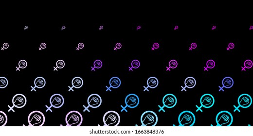 Dark Pink, Blue vector backdrop with woman's power symbols. Simple design in abstract style with women’s rights activism. Simple design for your web site.