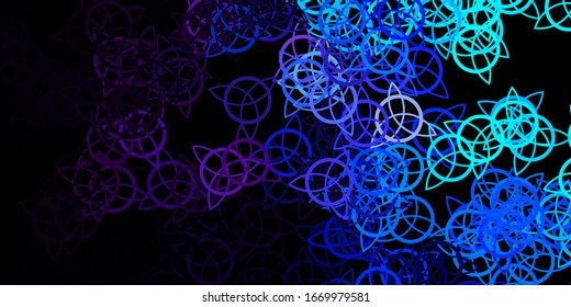 Dark Pink, Blue vector backdrop with mystery symbols. Abstract illustration with gothic gradient shapes. Best design halloween events.