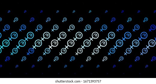 Dark Pink, Blue vector backdrop with woman's power symbols. Simple design in abstract style with women’s rights activism. Background for International Women’s Day.