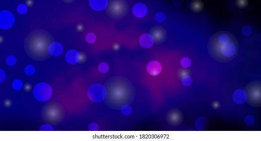 Dark Pink, Blue vector backdrop with circles, stars. Abstract illustration with colorful spots, stars. Pattern for booklets, leaflets.