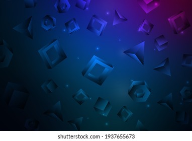 Dark Pink, Blue vector backdrop with lines, rhombus. Abstract illustration with colorful lines, cubes. Elegant design for wallpapers.