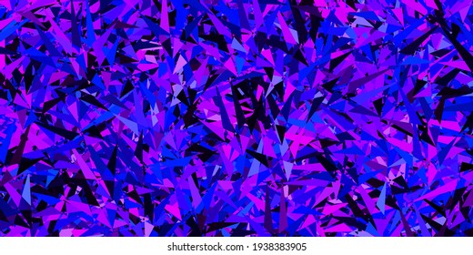 Dunkelrosa, blauer Vektorhintergrund mit Linien, Dreiecken. Illustration mit einer Reihe von bunten Dreiecken. Hintergrund für ein Handy.