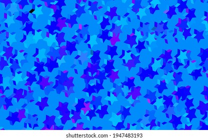 Dark Pink, Blue vector backdrop with small and big stars. Modern geometrical abstract illustration with stars. Template for cosmic backgrounds.
