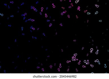Dark pink, blue vector backdrop with gender signs. Gradient isolated colorful boy, girl symbols in abstract style. Simple design for TV commertials.