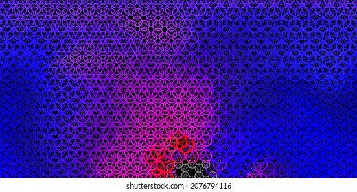 Dark Pink, Blue vector backdrop with mystery symbols. Colorful mystic symbols with a gradient in ancient style. Simple base for your occult design.