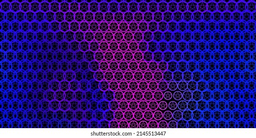 Dark Pink, Blue vector backdrop with mystery symbols. Colorful mystic symbols with a gradient in ancient style. Simple base for your occult design.