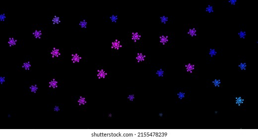 Dark pink, blue vector backdrop with virus symbols. Colorful abstract illustration with gradient medical shapes. Simple design against epidemic information.