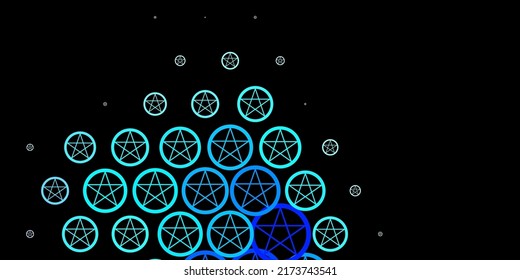 Dark Pink, Blue vector backdrop with mystery symbols. Colorful mystic symbols with a gradient in ancient style. Simple design for occult depiction.