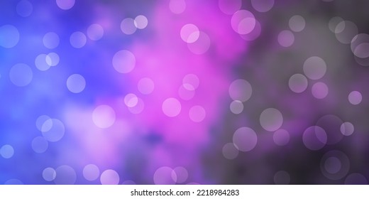 Pink oscuro, azul vectorial fondo con puntos. Resumen de diseño decorativo en estilo gradiente con burbujas. Patrón para papeles pintados, cortinas.