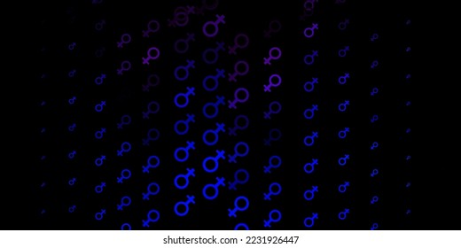 Dark Pink, Blue vector backdrop with woman's power symbols. Colorful illustration with gradient feminism shapes. Elegant design for wallpapers.