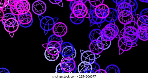 Dark Pink, Blue vector backdrop with mystery symbols. Retro design in abstract style with witchcraft forms. Best design halloween events.