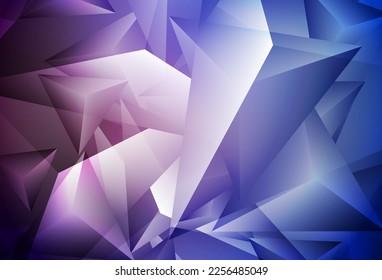 Pink oscuro, azul vectorial fondo con líneas, triángulos. Hermosa ilustración con triángulos de estilo natural. Diseño elegante para tapices.