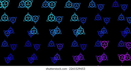 Dark Pink, Blue vector backdrop with mystery symbols. Illustration with magical signs of spiritual power. Simple base for your occult design.