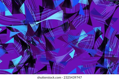 Fondo vector azul oscuro rosa con líneas curvas.