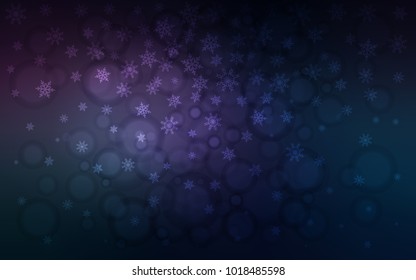 Dark Pink, Blue vector background with xmas snowflakes. Modern geometrical abstract illustration with crystals of ice. The pattern can be used for new year leaflets.