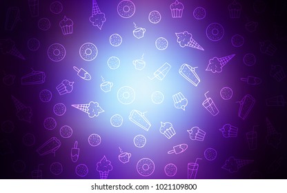 Dark Pink, Blue vector background with tasty sweets. Decorative shining illustration with sweets on abstract template. Design for ad, poster, banner of cafes or restaurants.