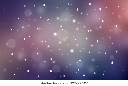 Dark Pink, Blue vector background with xmas snowflakes. Decorative shining illustration with snow on abstract template. The pattern can be used for new year leaflets.