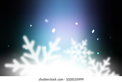 Dark Pink, Blue vector background with xmas snowflakes. Snow on blurred abstract background with gradient. The template can be used as a new year background.