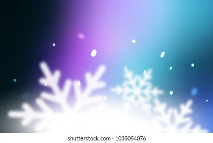 Dark Pink, Blue vector background with xmas snowflakes. Blurred decorative design in xmas style with snow. The template can be used as a new year background.