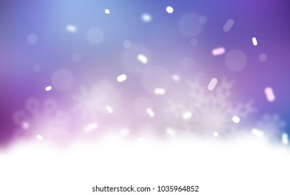 Dark Pink, Blue vector background with xmas snowflakes. Blurred decorative design in xmas style with snow. The template can be used as a new year background.