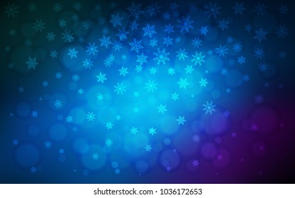 Dark Pink, Blue vector background with xmas snowflakes. Shining colored illustration with snow in christmas style. The pattern can be used for year new  websites.