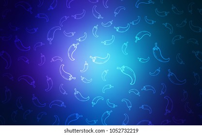 Dark Pink, Blue vector background with spicy peppers. Decorative shining illustration with peppers on abstract template. Doodle design for your business advert of cafes.