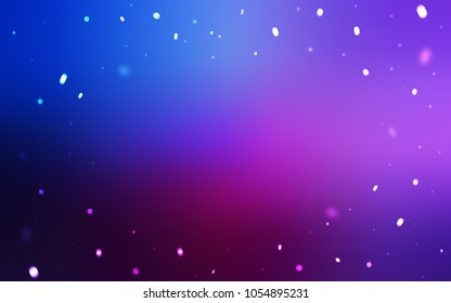 Dark Pink, Blue vector background with xmas snowflakes. Snow on blurred abstract background with gradient. The pattern can be used for year new  websites.