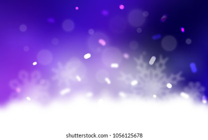 Dark Pink, Blue vector background with xmas snowflakes. Snow on blurred abstract background with gradient. The pattern can be used for new year ad, booklets.