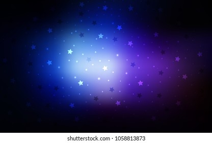 Dark Pink, Blue vector background with colored stars. Glitter abstract illustration with colored stars. The template can be used as a background.