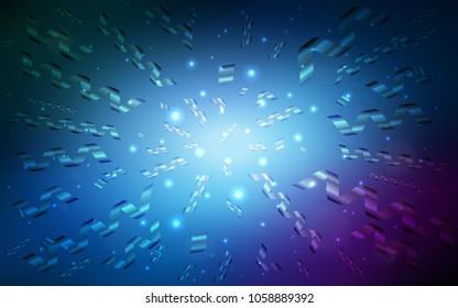 Dark Pink, Blue vector background with xmas confetti. Modern geometrical abstract illustration with carnival ribbons. The pattern can be used for carnival, festival leaflets.