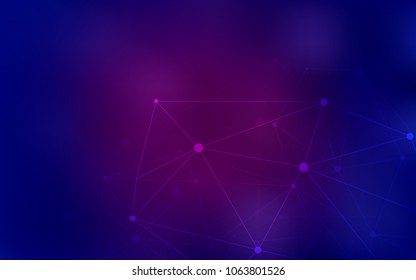 Dark Pink, Blue vector background with dots and lines. Abstract illustration with colorful discs and triangles. Completely new template for your brand book.