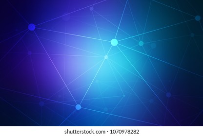 Dark Pink, Blue vector background with dots and lines. Abstract illustration with colorful discs and triangles. Completely new template for your brand book.