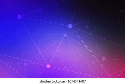Dark Pink, Blue vector background with bubbles, lines. Design with connection of dots and lines on colorful background. Pattern can be used as texture of wallpapers.