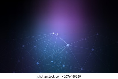 Dark Pink, Blue vector background with dots and lines. Illustration with set of colorful abstract circles and lines. Pattern can be used for beautiful websites.