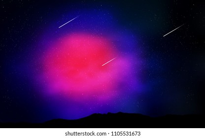 Dark Pink, Blue vector background with galaxy stars. Shining colored illustration with bright astronomical stars. Best design for your ad, poster, banner.