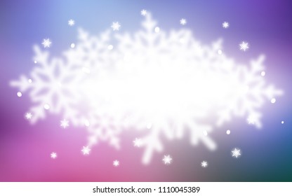 Dark Pink, Blue vector background with xmas snowflakes. Decorative shining illustration with snow on abstract template. The pattern can be used for new year ad, booklets.