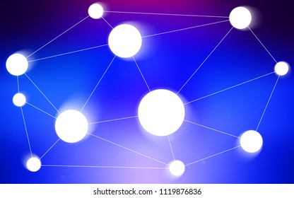 Dark Pink, Blue vector background with bubbles, lines. Abstract illustration with colorful discs and triangles. Pattern can be used for beautiful websites.