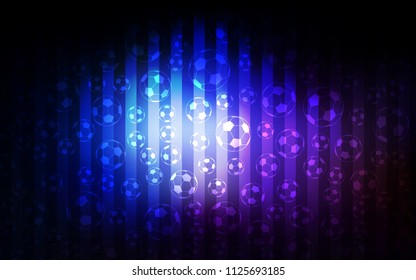 Dark Pink, Blue vector background with soccer balls. Colorful gradient with signs of soccer tournament. Pattern for promotion of soccer games.