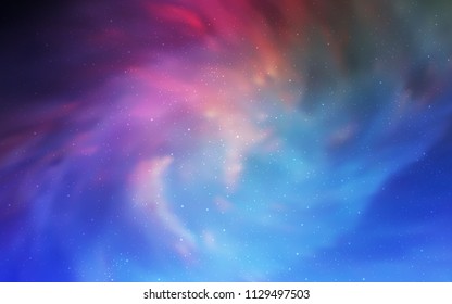 Dark Pink, Blue vector background with galaxy stars. Space stars on blurred abstract background with gradient. Pattern for futuristic ad, booklets.