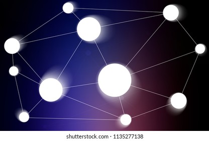 Dark Pink, Blue vector background with dots and lines. Decorative design in abstract style with triangle structure. New design for ad, poster, banner of your website.